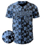 Baseball Palm Pattern Hawaii Jersey Custom Blue Tropical Authentic Design Light 3D Trees Black Baseball Palm Pattern Hawaii Jersey Custom Blue Tropical Authentic Design Light 3D Trees Black