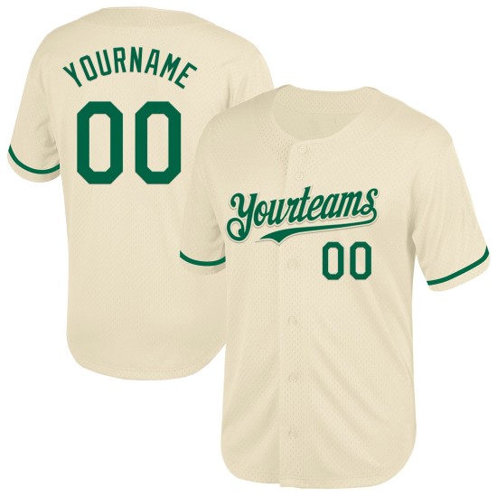 Throwback Green Mesh Cream Jersey Baseball Custom Authentic Kelly Throwback Green Mesh Cream Jersey Baseball Custom Authentic Kelly