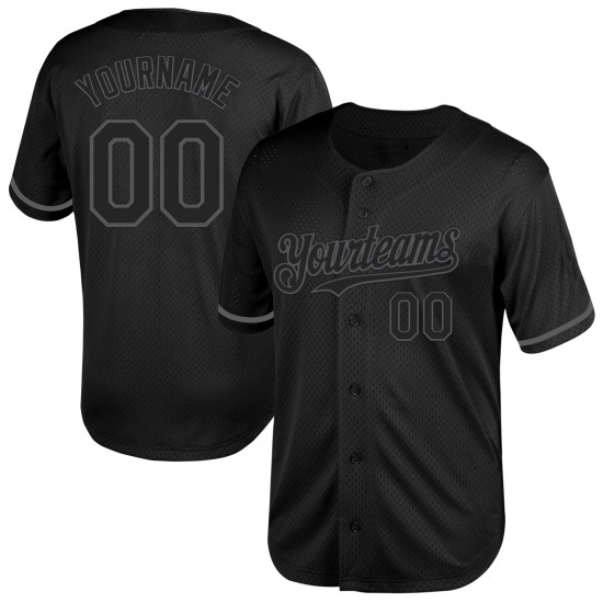 Jersey Steel Authentic Gray Custom Mesh Throwback Baseball Black Jersey Steel Authentic Gray Custom Mesh Throwback Baseball Black