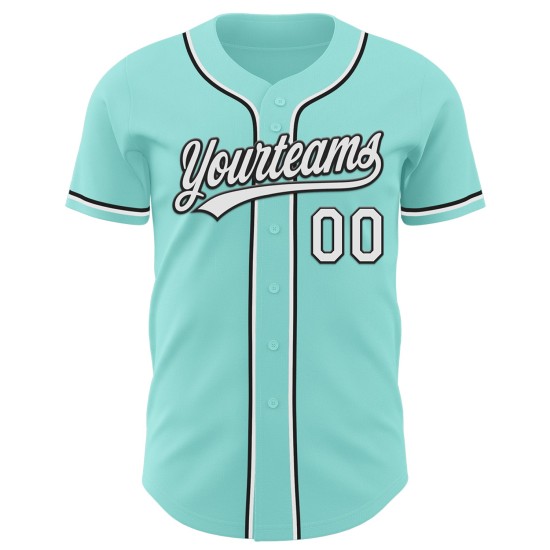 Custom Blue Authentic Baseball White-Black Ice Jersey Custom Blue Authentic Baseball White-Black Ice Jersey