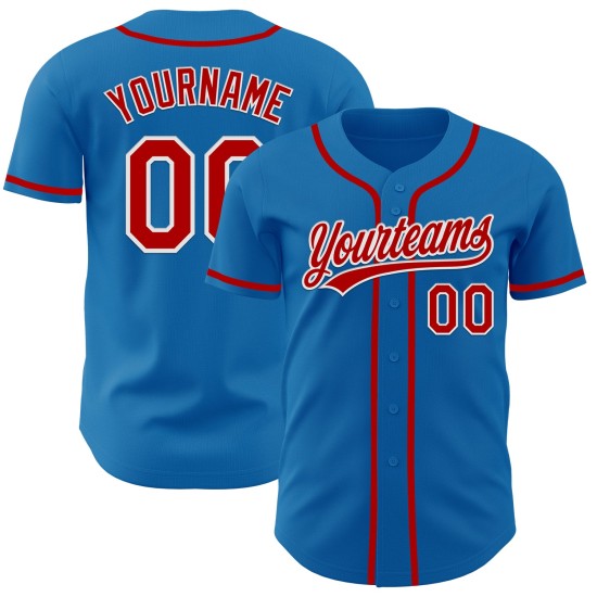 Jersey Red-White Baseball Blue Custom Authentic Jersey Red-White Baseball Blue Custom Authentic