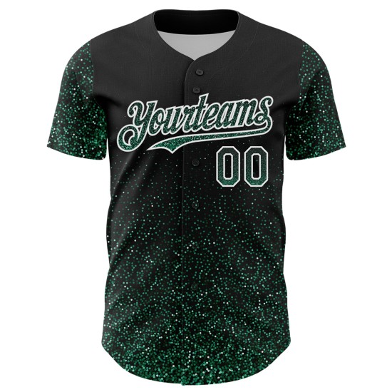 Glittering Green-White Abstract Dot Design Custom 3D Pattern Baseball Black Jersey Kelly Authentic Colorful Glittering Green-White Abstract Dot Design Custom 3D Pattern Baseball Black Jersey Kelly Authentic Colorful
