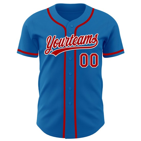 Jersey Red-White Baseball Blue Custom Authentic Jersey Red-White Baseball Blue Custom Authentic