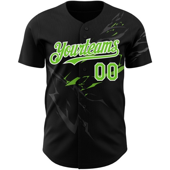 3D Neon Authentic Lightning Baseball Pattern Black Custom Green-White Jersey Design 3D Neon Authentic Lightning Baseball Pattern Black Custom Green-White Jersey Design