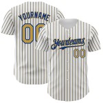 Jersey White Baseball (Royal Gold Old Authentic Gold-Royal Pinstripe) Custom Old Jersey White Baseball (Royal Gold Old Authentic Gold-Royal Pinstripe) Custom Old