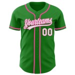 White-Pink Custom Authentic Jersey Baseball Grass Green White-Pink Custom Authentic Jersey Baseball Grass Green