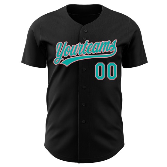 Black Authentic Baseball Aqua-Medium Jersey Pink Custom Black Authentic Baseball Aqua-Medium Jersey Pink Custom