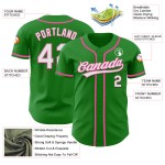 White-Pink Custom Authentic Jersey Baseball Grass Green White-Pink Custom Authentic Jersey Baseball Grass Green