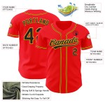 Custom Fire Authentic Baseball Jersey Red Black-Yellow Custom Fire Authentic Baseball Jersey Red Black-Yellow