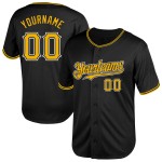 Black Baseball Mesh Authentic Jersey Custom Throwback Gold-White Black Baseball Mesh Authentic Jersey Custom Throwback Gold-White
