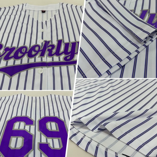 Purple-Gray Authentic Gray Baseball Jersey Custom (Purple White Pinstripe) Purple-Gray Authentic Gray Baseball Jersey Custom (Purple White Pinstripe)