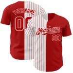 Authentic Fashion Jersey Split Custom Baseball Pinstripe White-Red Red Authentic Fashion Jersey Split Custom Baseball Pinstripe White-Red Red