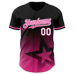 Pattern Star Baseball Gradient Custom Design Twinkle Authentic Style Black 3D Pink-White Jersey Pattern Star Baseball Gradient Custom Design Twinkle Authentic Style Black 3D Pink-White Jersey