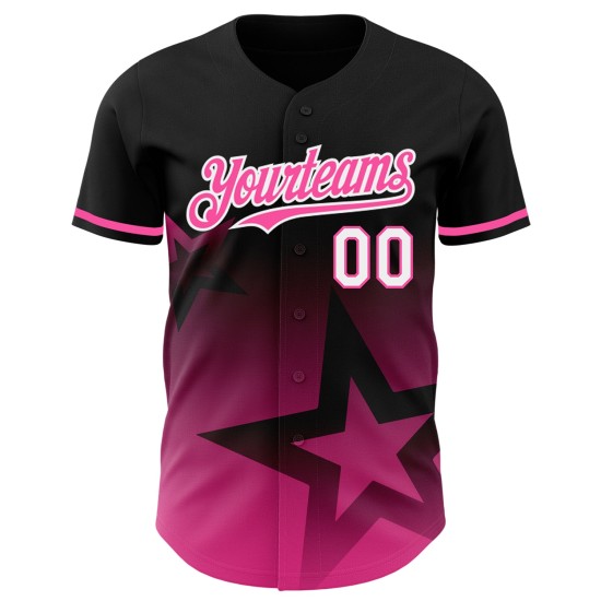 Pattern Star Baseball Gradient Custom Design Twinkle Authentic Style Black 3D Pink-White Jersey Pattern Star Baseball Gradient Custom Design Twinkle Authentic Style Black 3D Pink-White Jersey