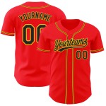 Custom Fire Authentic Baseball Jersey Red Black-Yellow Custom Fire Authentic Baseball Jersey Red Black-Yellow