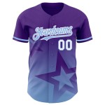 Star Gradient Design Light Jersey Authentic Pattern Baseball Purple 3D Twinkle Blue-White Style Custom Star Gradient Design Light Jersey Authentic Pattern Baseball Purple 3D Twinkle Blue-White Style Custom