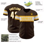 Brown White-Gold Baseball Jersey Authentic Custom Brown White-Gold Baseball Jersey Authentic Custom