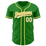 Custom Baseball Grass White-Yellow Jersey Authentic Green Custom Baseball Grass White-Yellow Jersey Authentic Green