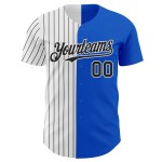 Jersey Baseball Custom Blue Pinstripe White-Black Split Fashion Authentic Thunder Jersey Baseball Custom Blue Pinstripe White-Black Split Fashion Authentic Thunder