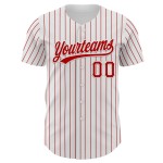 Jersey Pinstripe Red Red Baseball White Authentic Custom Jersey Pinstripe Red Red Baseball White Authentic Custom