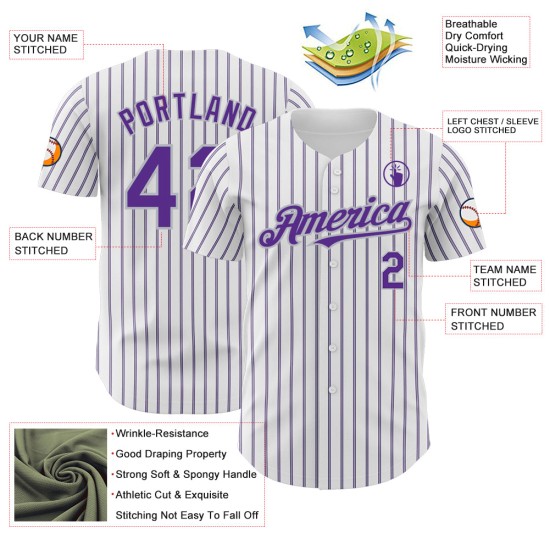 Purple-Gray Authentic Gray Baseball Jersey Custom (Purple White Pinstripe) Purple-Gray Authentic Gray Baseball Jersey Custom (Purple White Pinstripe)