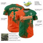 Brush Abstract Design Custom Orange Green-White Authentic Jersey Baseball 3D Stroke Pattern Kelly Brush Abstract Design Custom Orange Green-White Authentic Jersey Baseball 3D Stroke Pattern Kelly