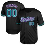 Teal-Purple Jersey Black Custom Authentic Mesh Throwback Baseball Teal-Purple Jersey Black Custom Authentic Mesh Throwback Baseball