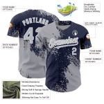 Navy-White Stroke Brush Abstract Baseball Jersey Authentic Pattern Custom Design 3D Gray Navy-White Stroke Brush Abstract Baseball Jersey Authentic Pattern Custom Design 3D Gray