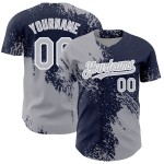 Navy-White Stroke Brush Abstract Baseball Jersey Authentic Pattern Custom Design 3D Gray Navy-White Stroke Brush Abstract Baseball Jersey Authentic Pattern Custom Design 3D Gray