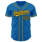 Custom Black-Yellow Authentic Blue Jersey Baseball Custom Black-Yellow Authentic Blue Jersey Baseball