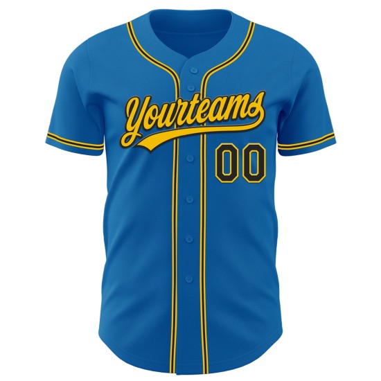 Custom Black-Yellow Authentic Blue Jersey Baseball Custom Black-Yellow Authentic Blue Jersey Baseball