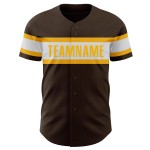 Brown White-Gold Baseball Jersey Authentic Custom Brown White-Gold Baseball Jersey Authentic Custom