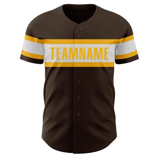 Brown White-Gold Baseball Jersey Authentic Custom Brown White-Gold Baseball Jersey Authentic Custom