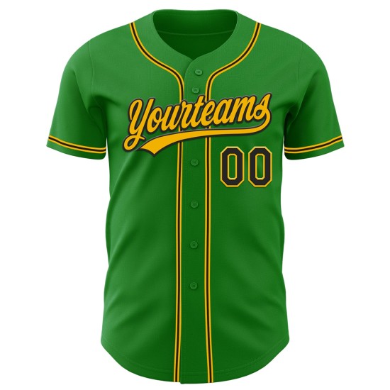 Grass Baseball Custom Authentic Black-Gold Green Jersey Grass Baseball Custom Authentic Black-Gold Green Jersey