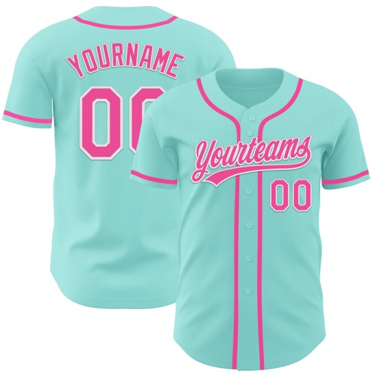 Blue Ice Custom Pink-White Authentic Jersey Baseball Blue Ice Custom Pink-White Authentic Jersey Baseball