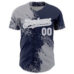 Navy-White Stroke Brush Abstract Baseball Jersey Authentic Pattern Custom Design 3D Gray Navy-White Stroke Brush Abstract Baseball Jersey Authentic Pattern Custom Design 3D Gray