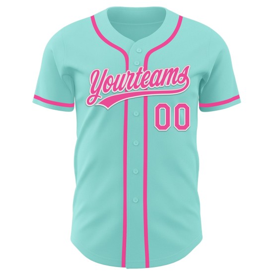 Blue Ice Custom Pink-White Authentic Jersey Baseball Blue Ice Custom Pink-White Authentic Jersey Baseball
