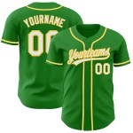 Custom Baseball Grass White-Yellow Jersey Authentic Green Custom Baseball Grass White-Yellow Jersey Authentic Green