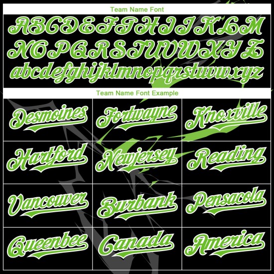 3D Neon Authentic Lightning Baseball Pattern Black Custom Green-White Jersey Design 3D Neon Authentic Lightning Baseball Pattern Black Custom Green-White Jersey Design