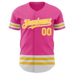 Custom Line Jersey Baseball Yellow-White Authentic Pink Custom Line Jersey Baseball Yellow-White Authentic Pink