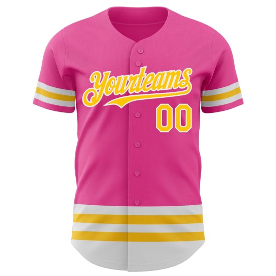 Custom Line Jersey Baseball Yellow-White Authentic Pink Custom Line Jersey Baseball Yellow-White Authentic Pink