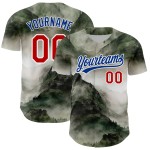 Mountains Authentic Pattern Baseball Custom Design Red-Royal Landscape 3D Jersey White Mountains Authentic Pattern Baseball Custom Design Red-Royal Landscape 3D Jersey White