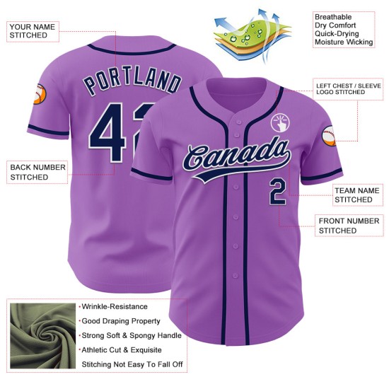 Navy-White Baseball Custom Jersey Purple Authentic Medium Navy-White Baseball Custom Jersey Purple Authentic Medium