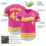 Custom Line Jersey Baseball Yellow-White Authentic Pink Custom Line Jersey Baseball Yellow-White Authentic Pink