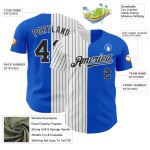 Jersey Baseball Custom Blue Pinstripe White-Black Split Fashion Authentic Thunder Jersey Baseball Custom Blue Pinstripe White-Black Split Fashion Authentic Thunder