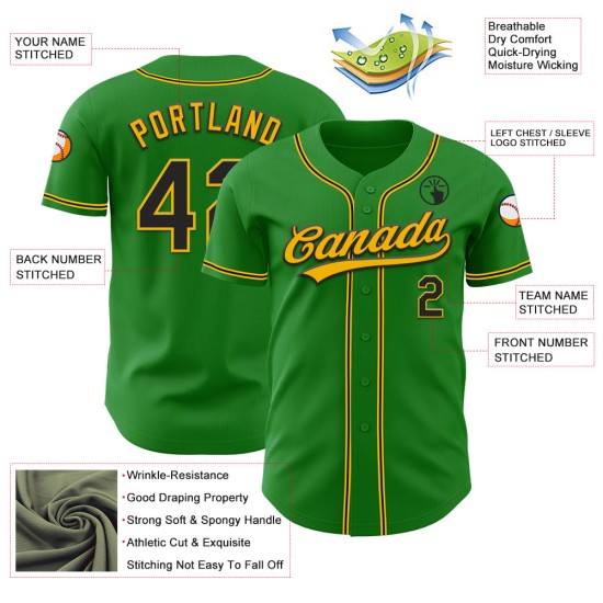 Grass Baseball Custom Authentic Black-Gold Green Jersey Grass Baseball Custom Authentic Black-Gold Green Jersey
