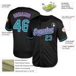 Teal-Purple Jersey Black Custom Authentic Mesh Throwback Baseball Teal-Purple Jersey Black Custom Authentic Mesh Throwback Baseball
