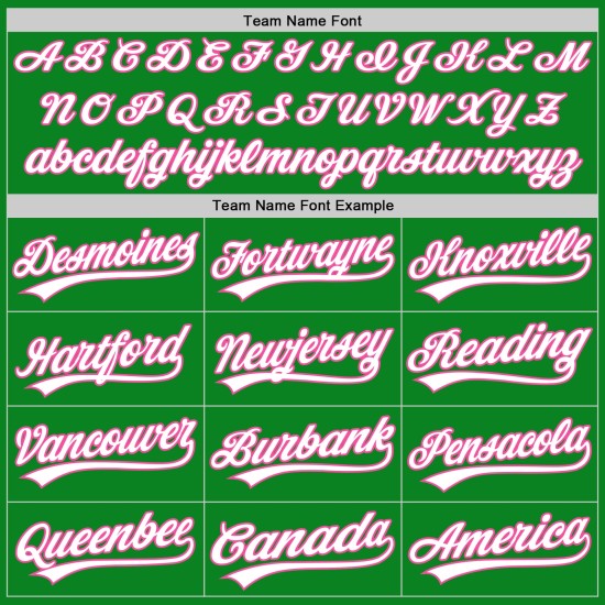 White-Pink Custom Authentic Jersey Baseball Grass Green White-Pink Custom Authentic Jersey Baseball Grass Green