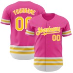 Custom Line Jersey Baseball Yellow-White Authentic Pink Custom Line Jersey Baseball Yellow-White Authentic Pink