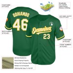 White-Yellow Jersey Kelly Green Mesh Throwback Authentic Baseball Custom White-Yellow Jersey Kelly Green Mesh Throwback Authentic Baseball Custom